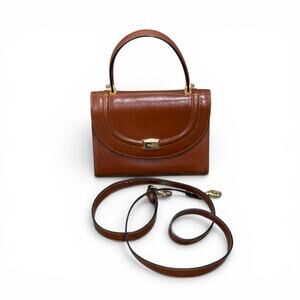 Vintage Bally Brown Leather Top Handle Purse Handbag